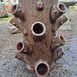 Large Victorian Saltgalzed tree stump strawberry pot
