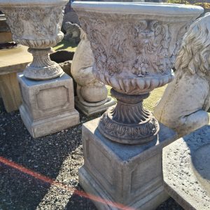 Pair of Baccaras Urns on plinths